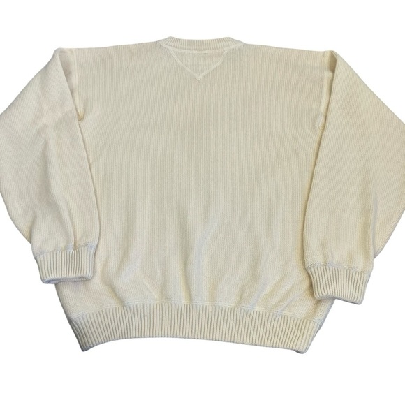 TOMMY HILFIGER Vintage 90s Butter Yellow Knit Crewneck Sweater Crest Cotton XL - Picture 10 of 16